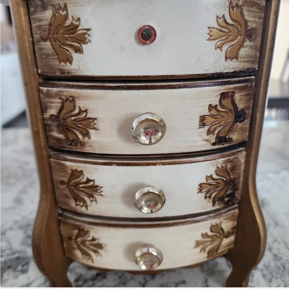 Vintage Musical Jewelry Box Chest 4 Drawer Wind Up Lara’s Theme